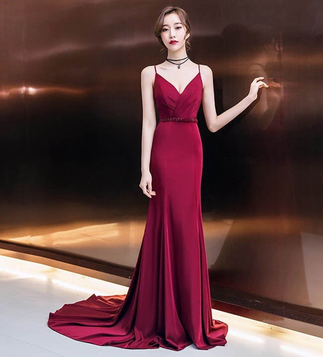 BELY  V710  Váy đầm midi dạ tiệc thiết kế cúp ngực pha lưới  Đỏ mận Đen   Bely  Thời trang cao cấp Bely